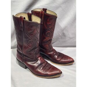 Vintage Burgundy Acme Cowboy‎ Leather Pull On Work Boots Men's 9D 4939
